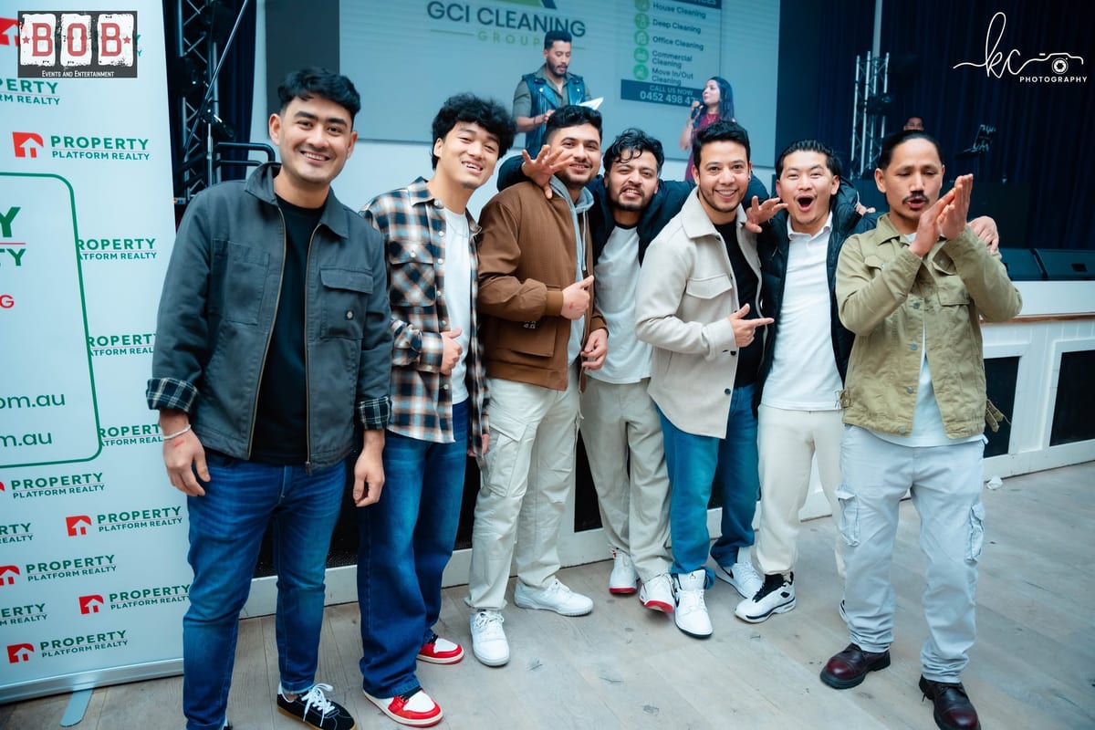 Durgesh Thapa singing on stage at a B.O.B Events show