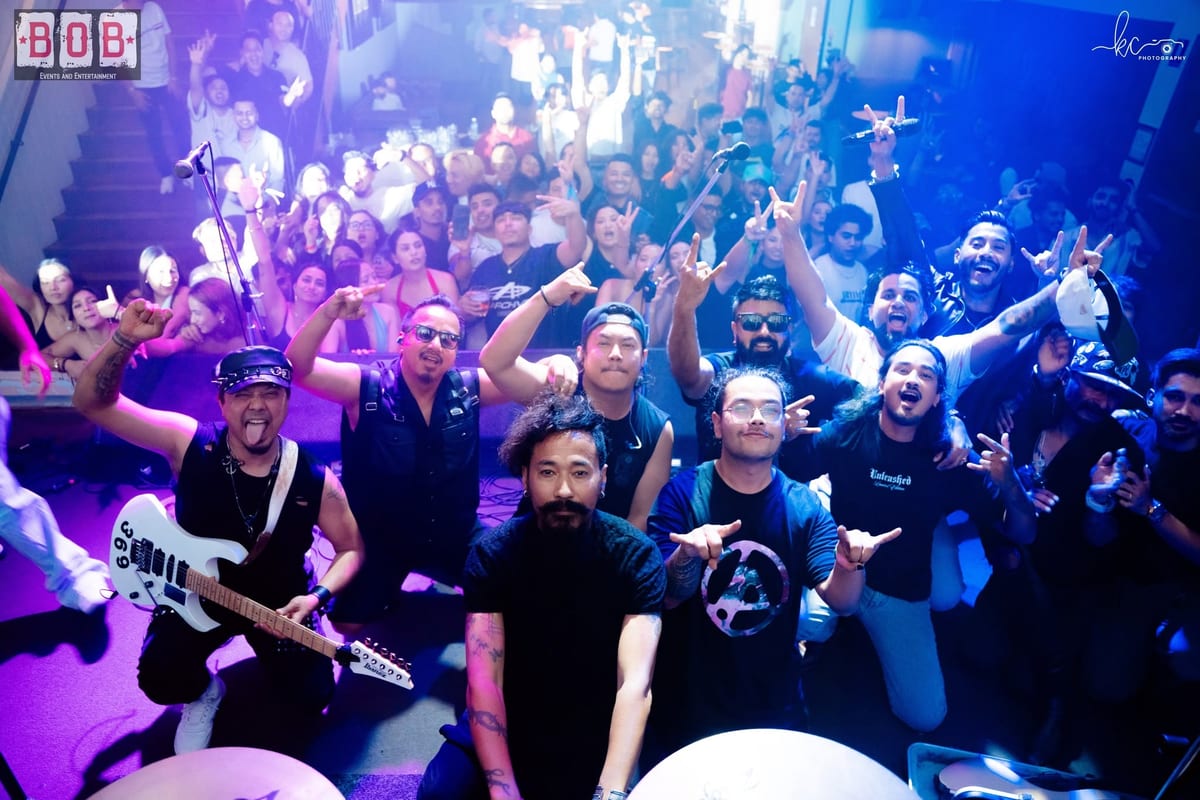 Cobweb and the crowd celebrating together after their set at Rock Fest Vol. 1